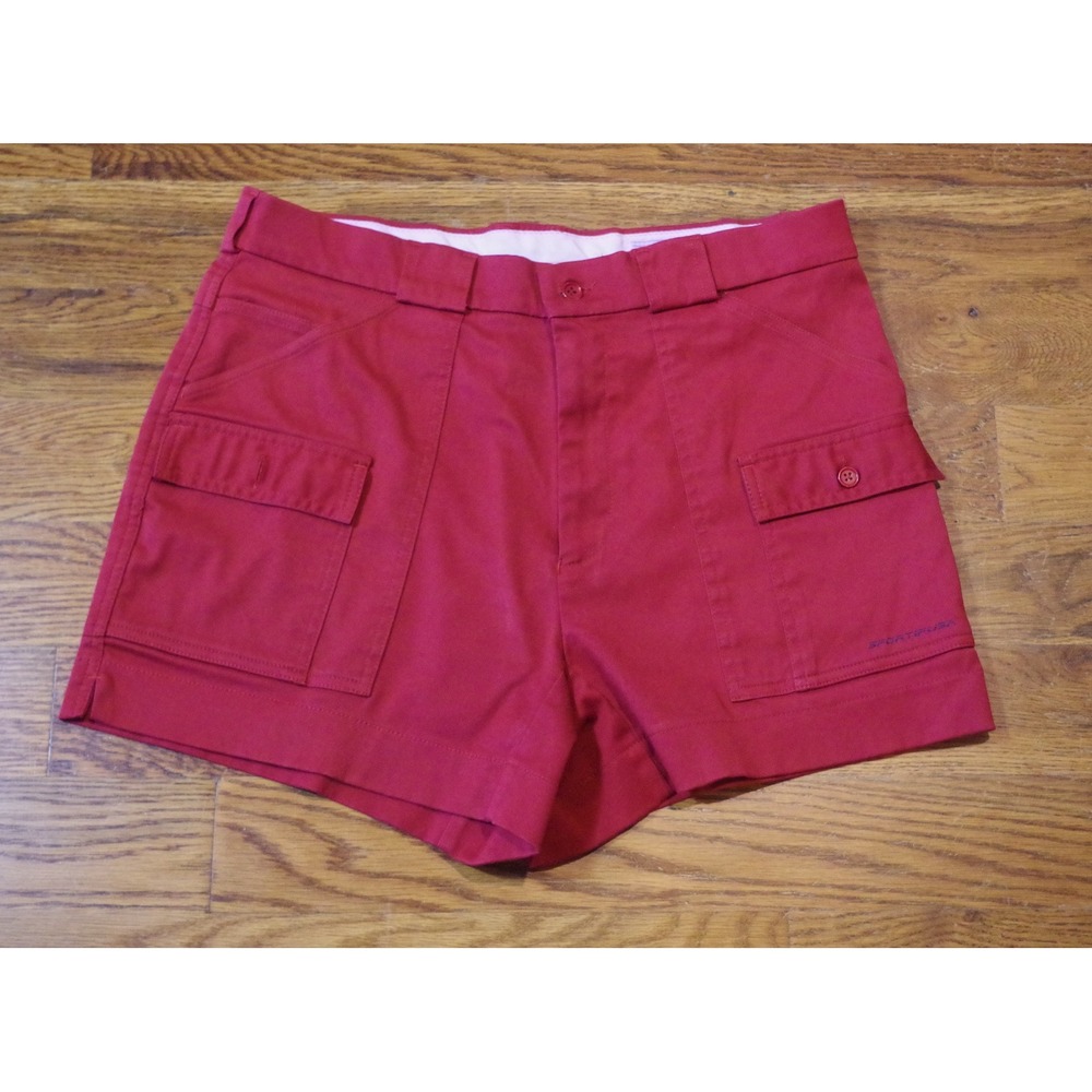 Sportif USA Mens Red Original 7-Pocket Cargo Shorts Size 36 Nautical Sailing